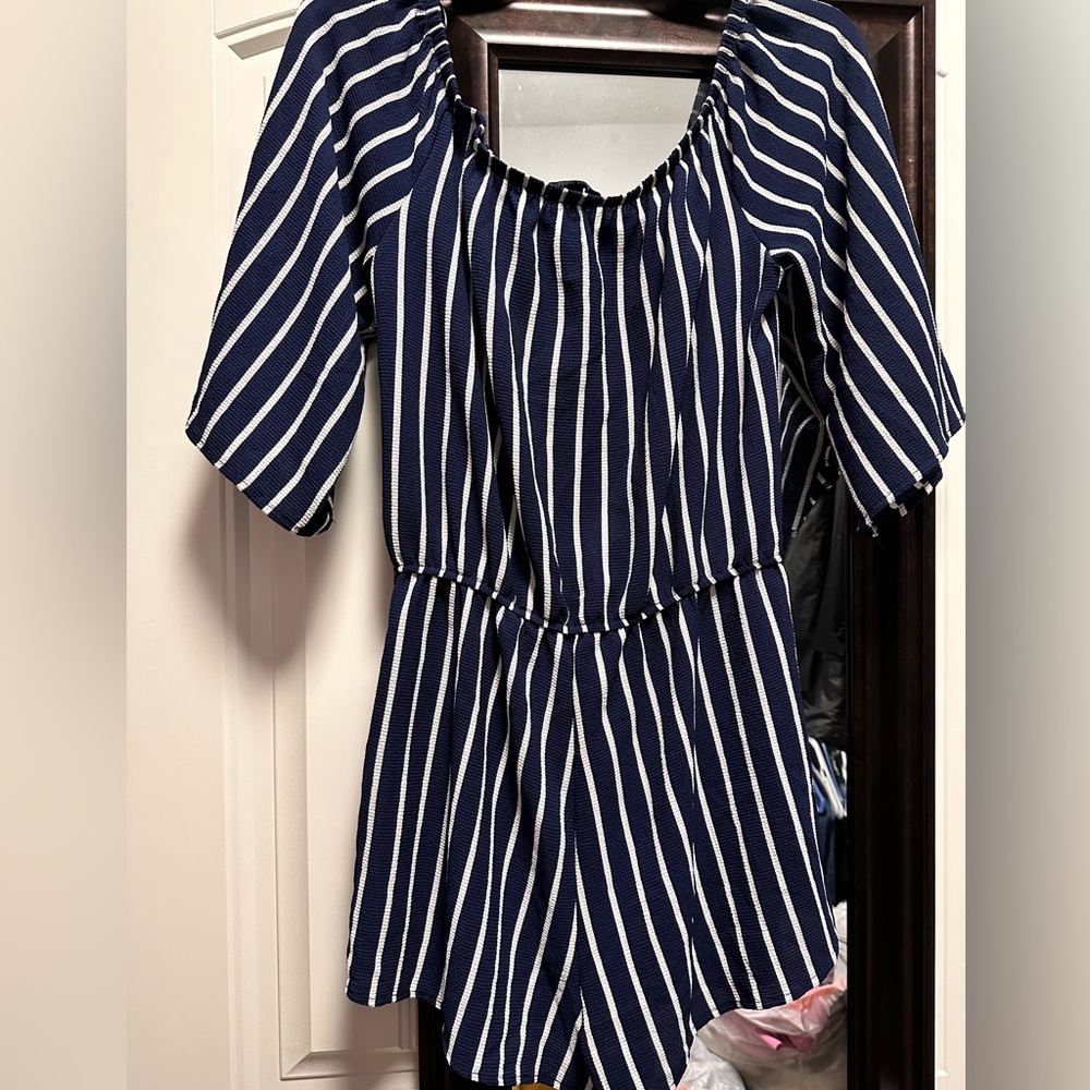 Navy and White Striped Dress